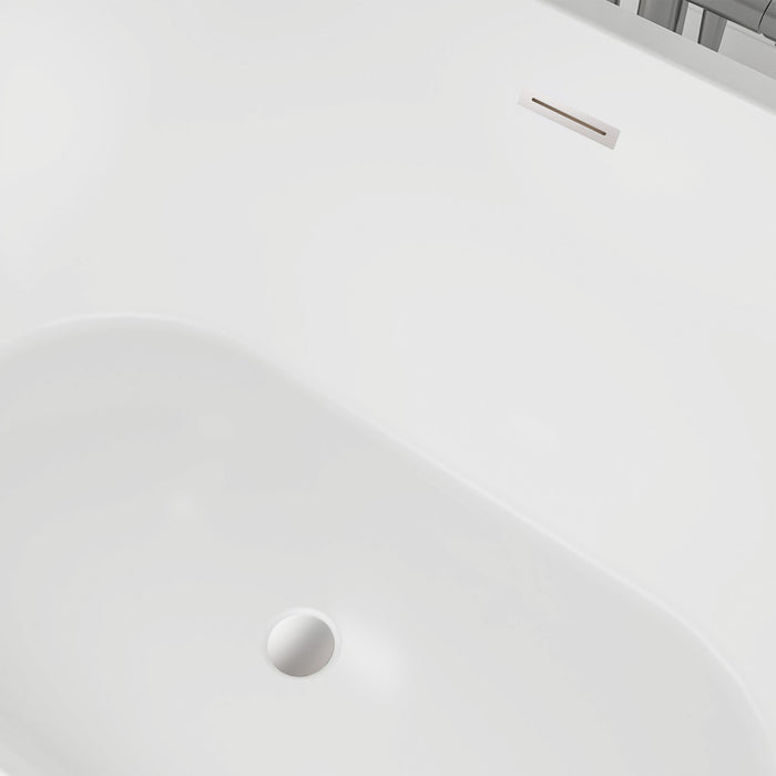 59" x 30" Modern Freestanding Acrylic Soaking Bathtub Glossy White Compact Soaker Tub Slotted Overflow VA6815-S - HomeBeyond