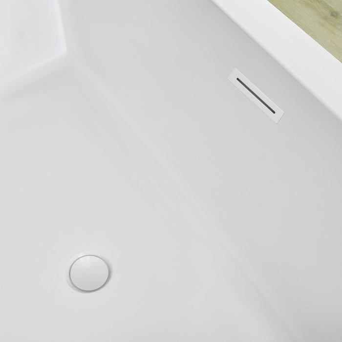 59" x 30" Modern Freestanding Acrylic Soaking Bathtub Glossy White Compact Soaker Tub Slotted Overflow VA6817-S - HomeBeyond