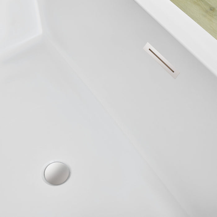 59" x 30" Modern Freestanding Acrylic Soaking Bathtub Glossy White Compact Soaker Tub Slotted Overflow VA6817-S - HomeBeyond