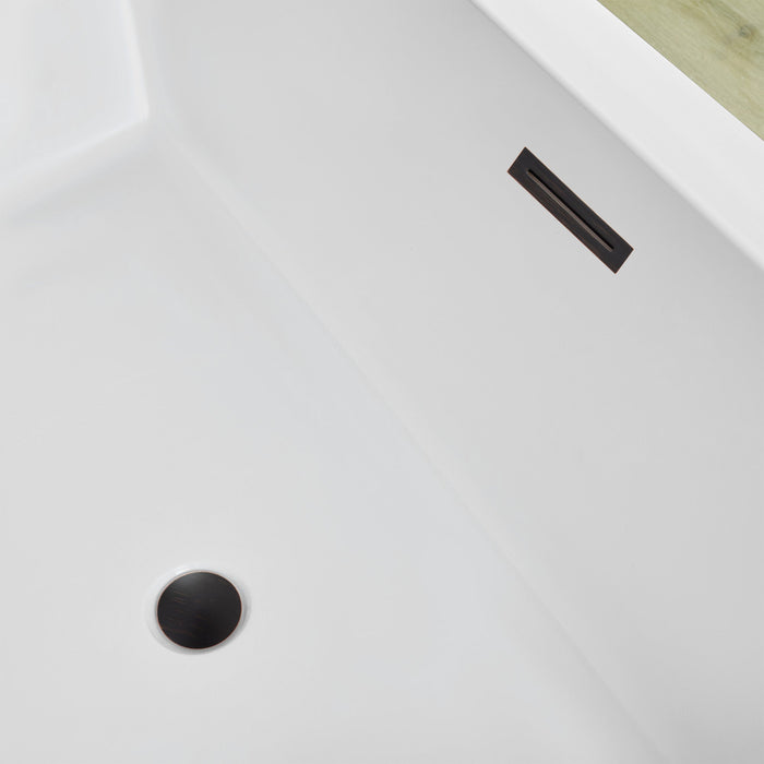 59" x 30" Modern Freestanding Acrylic Soaking Bathtub Glossy White Compact Soaker Tub Slotted Overflow VA6817-S - HomeBeyond