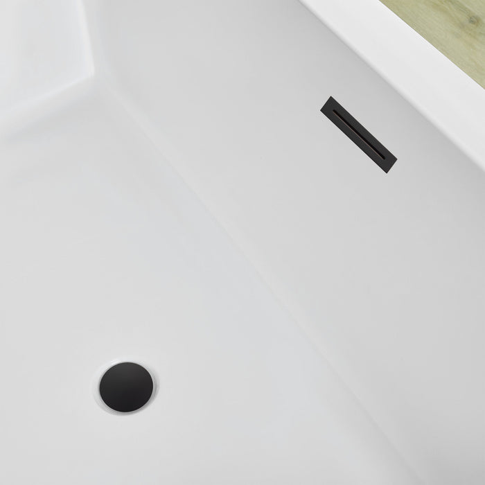 59" x 30" Modern Freestanding Acrylic Soaking Bathtub Glossy White Compact Soaker Tub Slotted Overflow VA6817-S - HomeBeyond