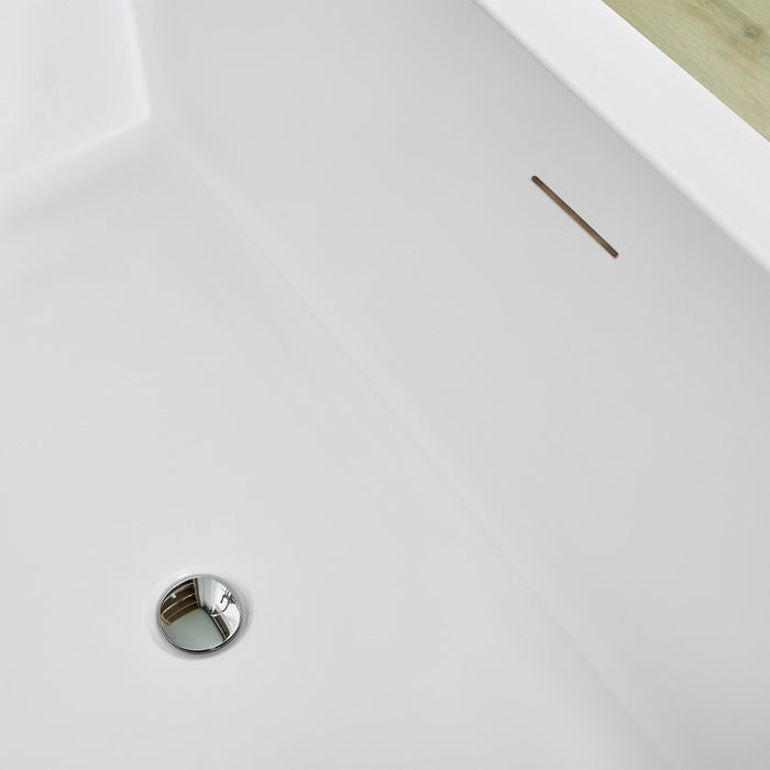 59" x 30" Modern Freestanding Acrylic Soaking Bathtub Glossy White Compact Soaker Tub Slotted Overflow VA6817-S - HomeBeyond