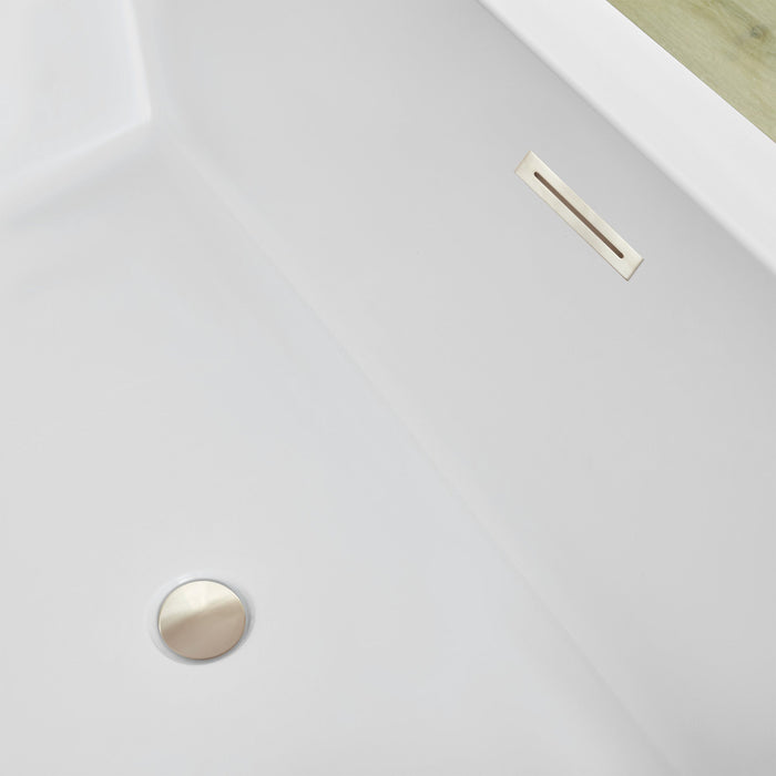 59" x 30" Modern Freestanding Acrylic Soaking Bathtub Glossy White Compact Soaker Tub Slotted Overflow VA6817-S - HomeBeyond
