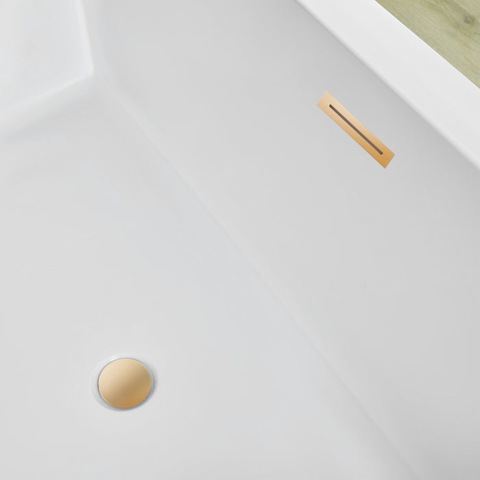 59" x 30" Modern Freestanding Acrylic Soaking Bathtub Glossy White Compact Soaker Tub Slotted Overflow VA6817-S - HomeBeyond