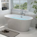 59" x 30" Modern Freestanding Acrylic Soaking Bathtub Non Slip Pure White Compact Soaker Tub Slotted Overflow VA6815-NSW - HomeBeyond