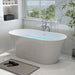 59" x 30" Modern Freestanding Acrylic Soaking Bathtub Non Slip Pure White Compact Soaker Tub Slotted Overflow VA6815-NSW - HomeBeyond