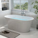 59" x 30" Modern Freestanding Acrylic Soaking Bathtub Non Slip Pure White Compact Soaker Tub Slotted Overflow VA6815-NSW - HomeBeyond