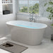 59" x 30" Modern Freestanding Acrylic Soaking Bathtub Non Slip Pure White Compact Soaker Tub Slotted Overflow VA6815-NSW - HomeBeyond