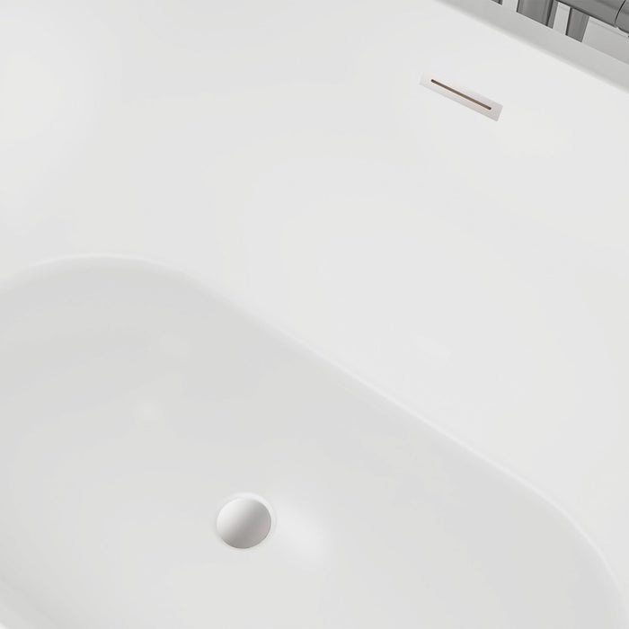 59" x 30" Modern Freestanding Acrylic Soaking Bathtub Non Slip Pure White Compact Soaker Tub Slotted Overflow VA6815-NSW - HomeBeyond