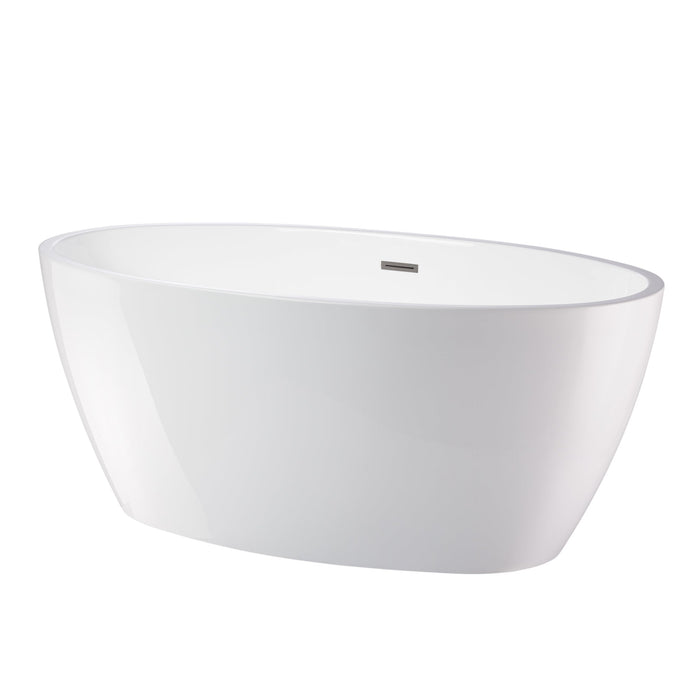 59" x 32" Freestanding Bathtub, Contemporary Design for Soaking and Bathing, Overflow and Pop-up Drain - HomeBeyond