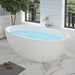 59" x 32" Modern Oval Freestanding Acrylic Soaking Bathtub Pure White Oval Soaker Tub Center Drain VA6834-M - HomeBeyond