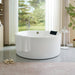 59" x 59" Freestanding Acrylic Bathtub, Modern Stand Alone Soaking Tub with Chrome Finish Round Overflow and Pop-up Drain - HomeBeyond