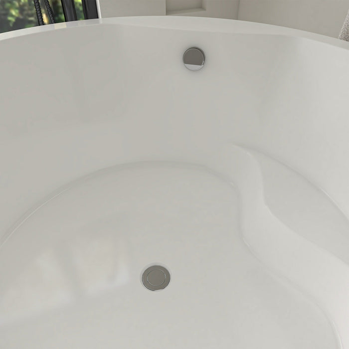 59" x 59" Modern Round Freestanding Acrylic Soaking Bathtub White Japanese Style Soaker Tub Chrome Drain VA6810 - HomeBeyond