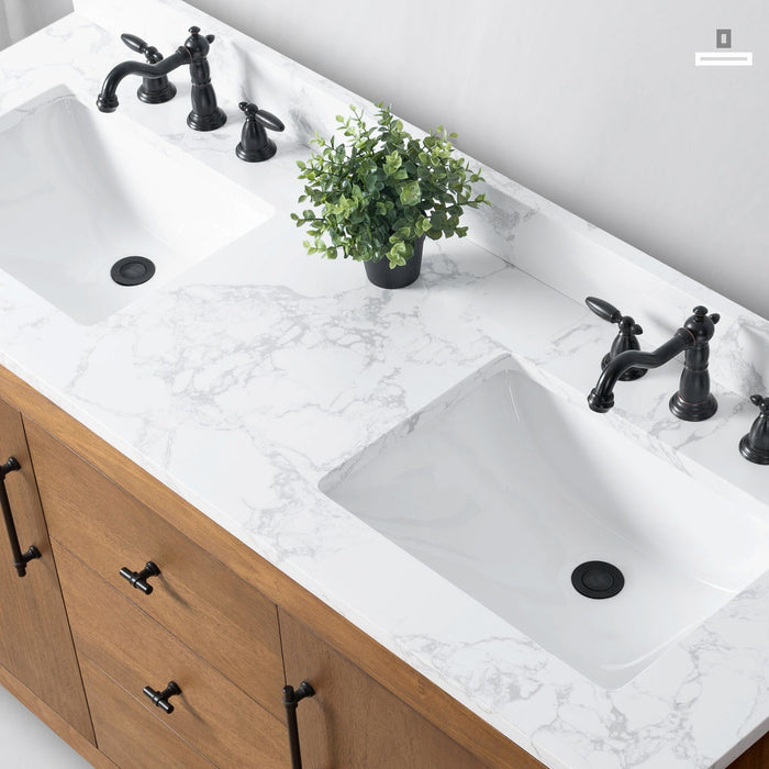 60" Double Sink Bathroom Vanity with Sink and Top, With Soft Closing Doors - HomeBeyond