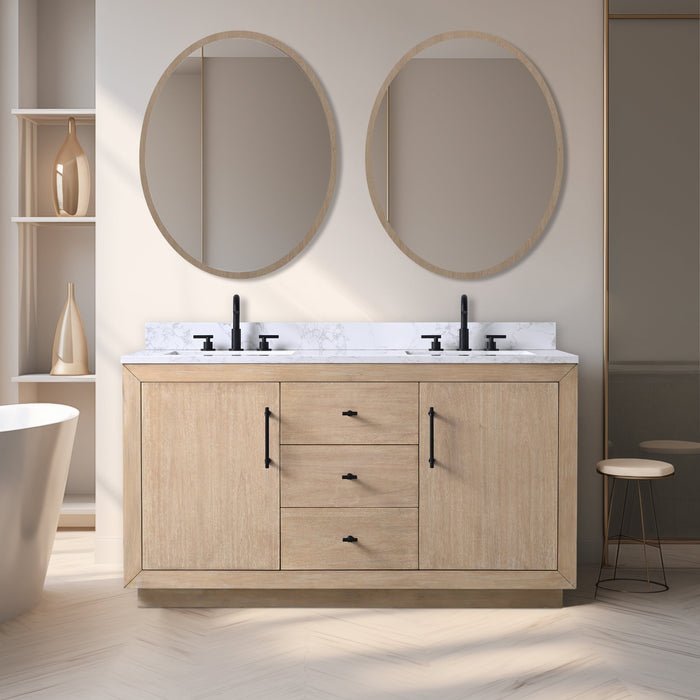 60" Double Sink Bathroom Vanity with Sink and Top, With Soft Closing Doors - HomeBeyond