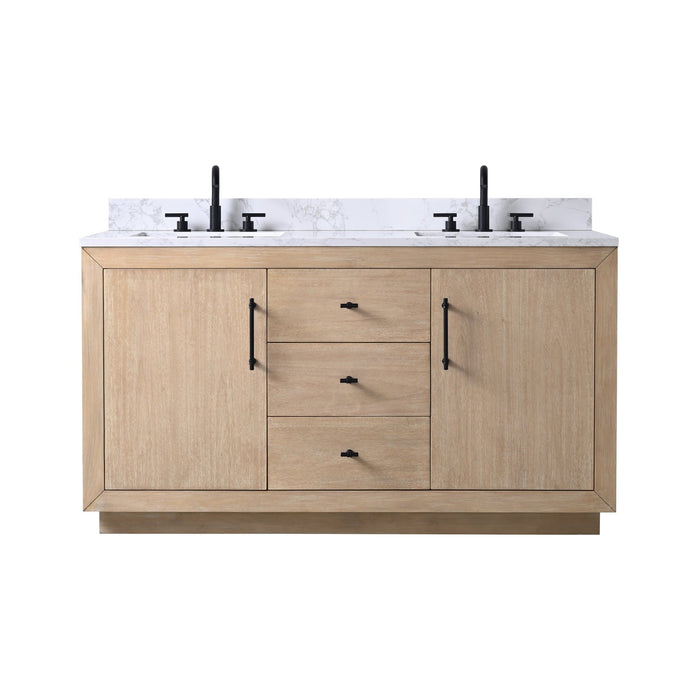 60" Double Sink Bathroom Vanity with Sink and Top, With Soft Closing Doors - HomeBeyond