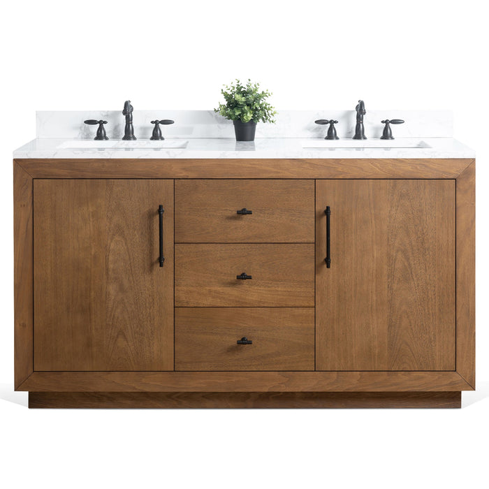 60" Double Sink Bathroom Vanity with Sink and Top, With Soft Closing Doors - HomeBeyond