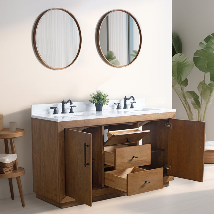 60" Double Sink Bathroom Vanity with Sink and Top, With Soft Closing Doors - HomeBeyond