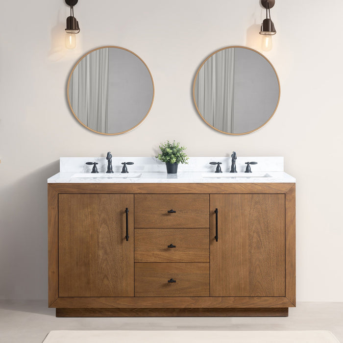 60" Double Sink Bathroom Vanity with Sink and Top, With Soft Closing Doors - HomeBeyond