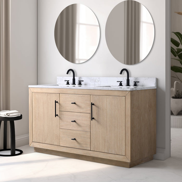 60" Double Sink Bathroom Vanity with Sink and Top, With Soft Closing Doors - HomeBeyond
