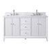 60" Double Sink Freestanding Bath Vanity Cabinet with White Engineered Marble Top - HomeBeyond