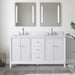 60" Double Sink Freestanding Bath Vanity Cabinet with White Engineered Marble Top - HomeBeyond