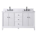 60" Double Sink Freestanding Bath Vanity Cabinet with White Engineered Marble Top - HomeBeyond