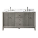 60" Double Sink Freestanding Bath Vanity Cabinet with White Engineered Marble Top - HomeBeyond
