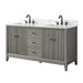 60" Double Sink Freestanding Bath Vanity Cabinet with White Engineered Marble Top - HomeBeyond