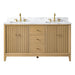 60" Double Sink Freestanding Bath Vanity Cabinet with White Engineered Marble Top - HomeBeyond