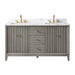60" Double Sink Freestanding Bath Vanity Cabinet with White Engineered Marble Top - HomeBeyond