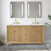 60" Double Sink Freestanding Bath Vanity Cabinet with White Engineered Marble Top - HomeBeyond