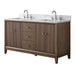 60" Double Sink Freestanding Bath Vanity Cabinet with White Engineered Marble Top - HomeBeyond
