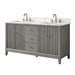 60" Double Sink Freestanding Bath Vanity Cabinet with White Engineered Marble Top - HomeBeyond