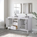 60" Double Sink Freestanding Bath Vanity Cabinet with White Engineered Marble Top - HomeBeyond