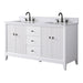 60" Double Sink Freestanding Bath Vanity Cabinet with White Engineered Marble Top - HomeBeyond