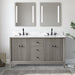60" Double Sink Freestanding Bath Vanity Cabinet with White Engineered Marble Top - HomeBeyond