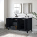 60" Double Sink Freestanding Bath Vanity Cabinet with White Engineered Marble Top - HomeBeyond