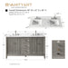 60" Double Sink Freestanding Bath Vanity Cabinet with White Engineered Marble Top - HomeBeyond