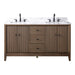 60" Double Sink Freestanding Bath Vanity Cabinet with White Engineered Marble Top - HomeBeyond