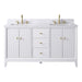 60" Double Sink Freestanding Bath Vanity Cabinet with White Engineered Marble Top - HomeBeyond