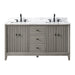 60" Double Sink Freestanding Bath Vanity Cabinet with White Engineered Marble Top - HomeBeyond