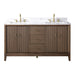 60" Double Sink Freestanding Bath Vanity Cabinet with White Engineered Marble Top - HomeBeyond