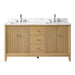60" Double Sink Freestanding Bath Vanity Cabinet with White Engineered Marble Top - HomeBeyond