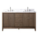 60" Double Sink Freestanding Bath Vanity Cabinet with White Engineered Marble Top - HomeBeyond