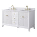 60" Double Sink Freestanding Bath Vanity Cabinet with White Engineered Marble Top - HomeBeyond