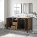 60" Double Sink Freestanding Bath Vanity Cabinet with White Engineered Marble Top - HomeBeyond