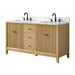 60" Double Sink Freestanding Bath Vanity Cabinet with White Engineered Marble Top - HomeBeyond