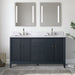 60" Double Sink Freestanding Bath Vanity Cabinet with White Engineered Marble Top - HomeBeyond