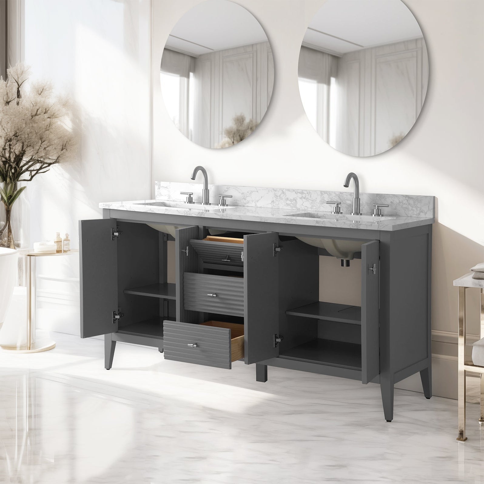 Marble Top Bathroom Cabinetnull